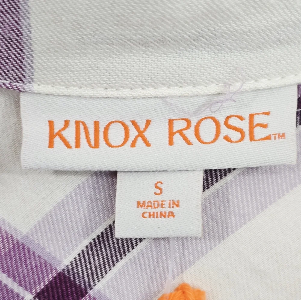 NWT Knox Rose Oversized  Purple Plaid Button Front Flannel - Picture 7 of 9
